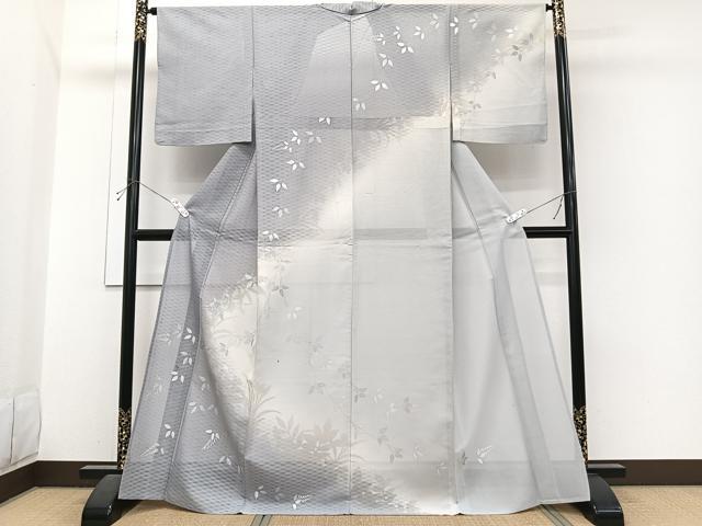 平和屋着物*夏物 訪問着 枝垂れ草花紋絽 暈し染め 金銀彩 正絹 逸品 CABI3992xi