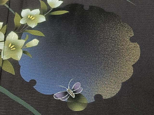 平和屋着物*夏物 訪問着 絽 雪輪花蝶文 ロング丈 正絹 逸品 CABI3994xi