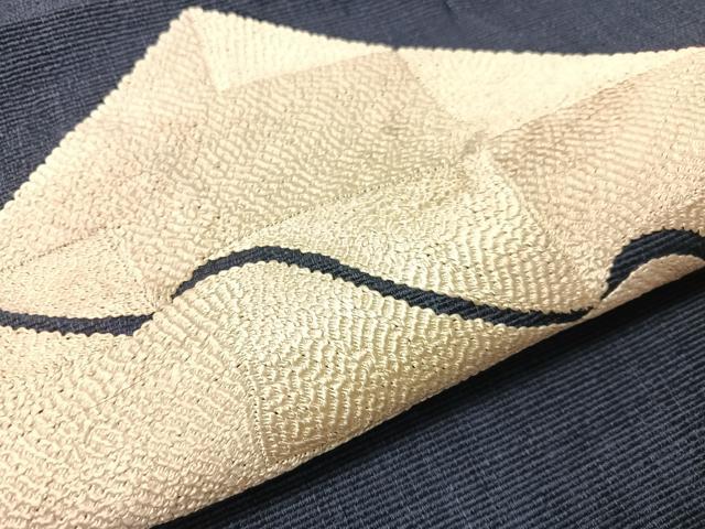 平和屋着物●本場結城紬 重要無形文化財 八寸名古屋帯 瓦文 正絹 逸品 CABI4009vp