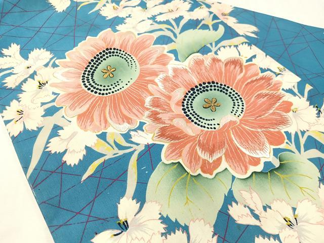 平和屋着物●アンティーク 大正ロマン 全通柄 九寸名古屋帯 手刺繍 草花文 金糸 正絹 逸品 CABI4011vp
