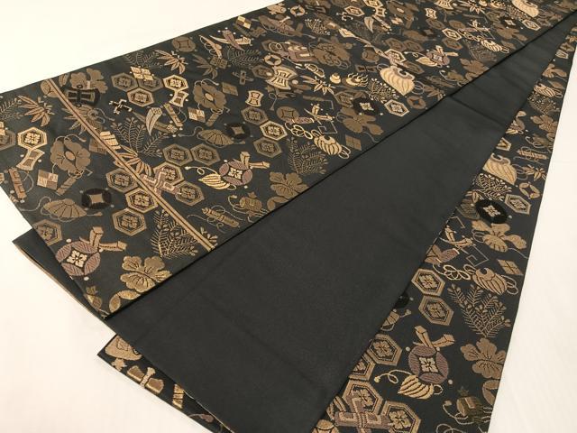 平和屋着物●全通柄 本袋帯 唐織 宝尽くし花文 金糸 正絹 逸品 CABI4013vp