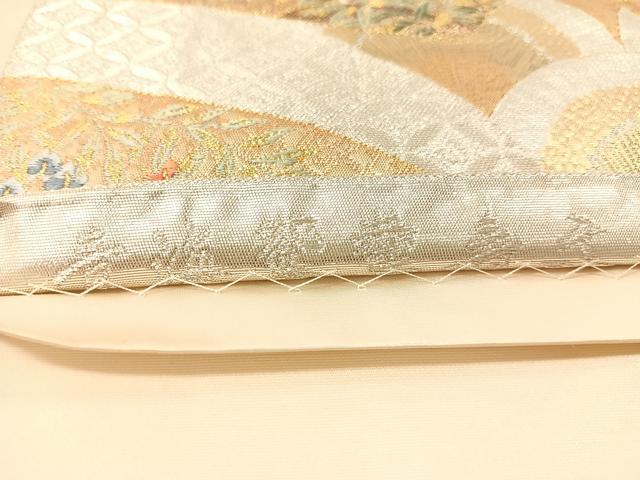 平和屋着物▼西陣 長嶋成織物 ながしま帯 六通柄袋帯 唐織 青海鴛鴦寿文 金銀糸 正絹 逸品 CABI4015vp