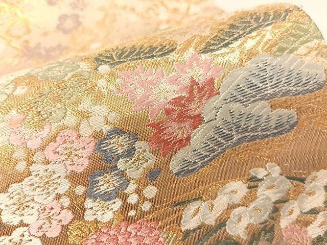 平和屋着物▼六通柄袋帯 唐織 花車文 金糸 正絹 逸品 CABI4020vp