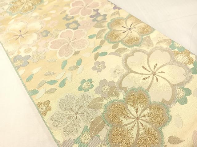平和屋着物●両面 六通柄袋帯 舞桜 金銀糸 正絹 逸品 CABI4026vp