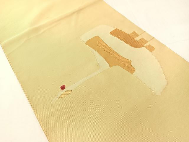 平和屋着物●爪掻き本綴れ 八寸名古屋帯 飛鶴文 正絹 逸品 CABI4029vp
