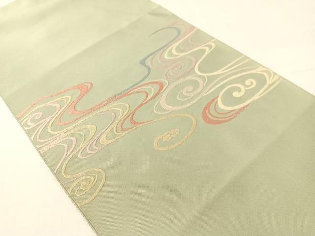 平和屋着物●爪掻き本綴れ つけ帯 唐織 流水文 正絹 逸品 CABI4034vp
