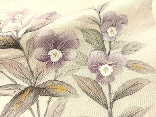 平和屋着物●内田晴祥 九寸名古屋帯 手描き ひげ紬 草花文 正絹 逸品 CABI4041vp