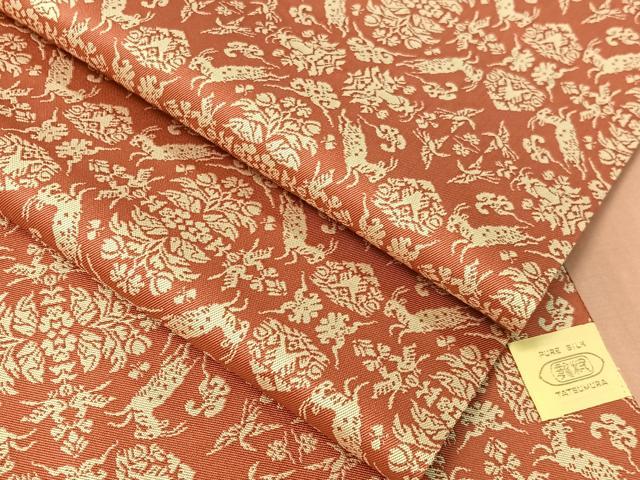 平和屋着物●龍村美術織物 九寸開き名古屋帯 山羊花卉文錦 正絹 逸品 CABI4046vp
