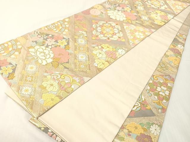 平和屋着物●六通柄袋帯 唐織 正倉院花文 金糸 正絹 逸品 CABI4058vp