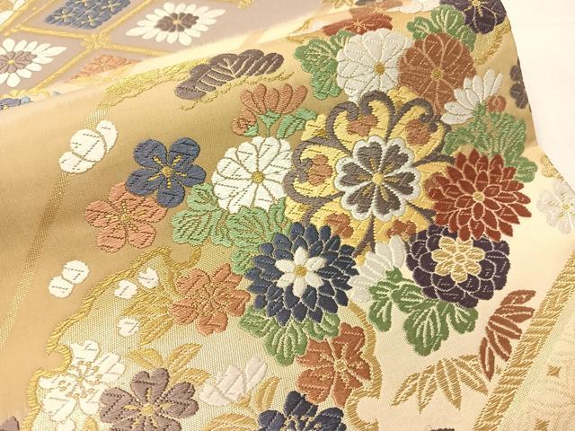 平和屋着物●六通柄袋帯 唐織 雪輪吉祥花文 金糸 正絹 逸品 未使用 CABI4061vp