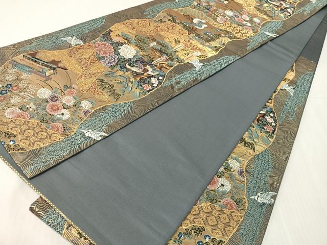 平和屋着物●六通柄袋帯 唐織 献上花鳥文 金糸 正絹 逸品 CABI4066vp