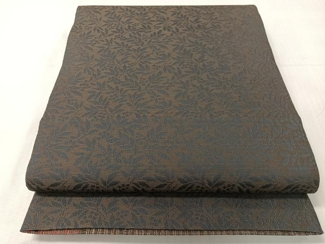 平和屋着物▽両面 全通柄袋帯 スリーシーズン 春夏秋 櫛織 備長炭染 よろけ縞 金糸 正絹 逸品 CABI4068vp