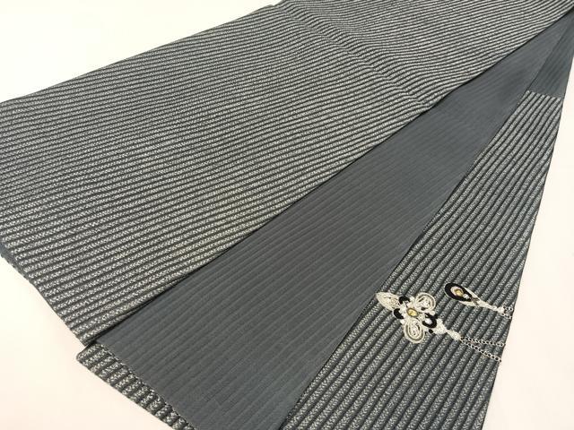 平和屋着物●太鼓柄袋帯 ビーズ ラインストーン ジュエリー 銀通し地 正絹 逸品 CABI4072vp