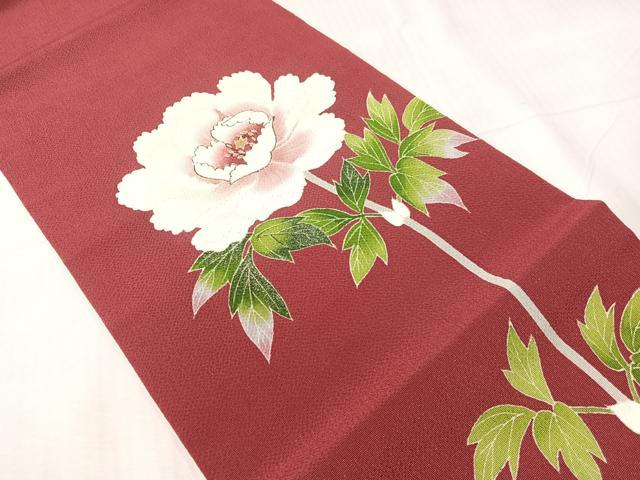 平和屋着物●九寸開き名古屋帯 枝牡丹 銀彩 鬼しぼ縮緬 正絹 逸品 CABI4073vp