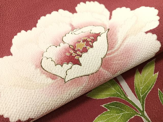 平和屋着物●九寸開き名古屋帯 枝牡丹 銀彩 鬼しぼ縮緬 正絹 逸品 CABI4073vp