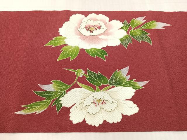 平和屋着物●九寸開き名古屋帯 枝牡丹 銀彩 鬼しぼ縮緬 正絹 逸品 CABI4073vp