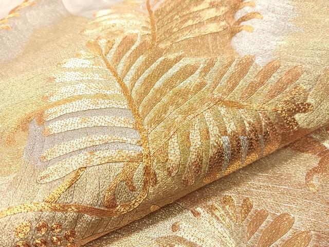 平和屋着物●総刺繍 駒刺繍 太鼓柄袋帯 浜松文 金銀糸 正絹 逸品 CABI4087vp