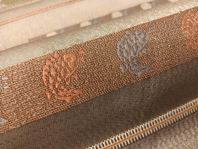 平和屋着物●六通柄袋帯 唐織 菱絢錦 あけぼの繭 金糸 正絹 逸品 CABI4089vp