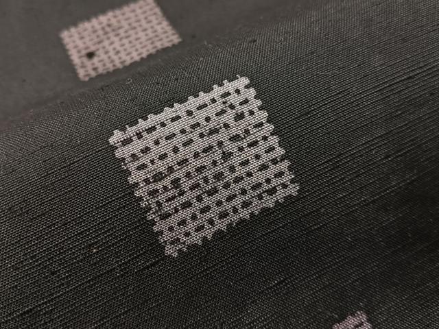平和屋着物●両面 全通柄袋帯 紬地 花織 黒地 正絹 逸品 CABI4094vp