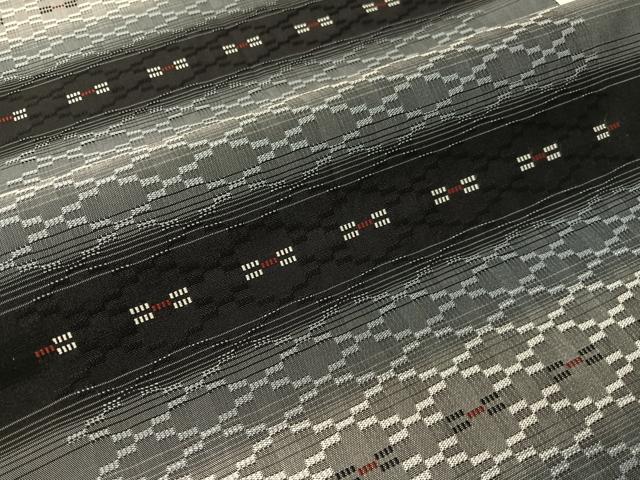 平和屋着物●両面 全通柄袋帯 紬地 花織 黒地 正絹 逸品 CABI4094vp