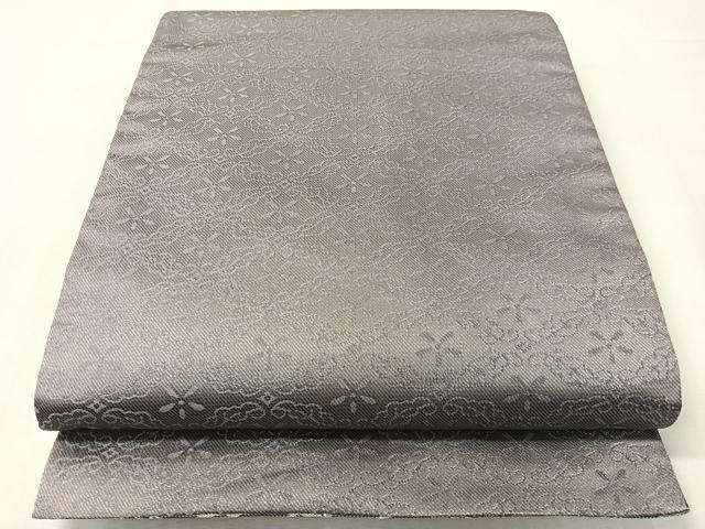 平和屋着物●両面 全通柄袋帯 花唐草横段文 銀糸 正絹 逸品 CABI4105vp