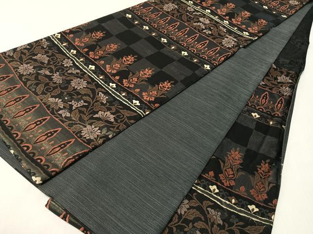 平和屋着物●六通柄袋帯 唐織 横段更紗文 金糸 正絹 逸品 CABI4106vp