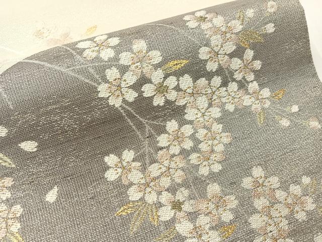 平和屋着物●両面 六通柄袋帯 嵐山さくら桟敷 枝垂れ桜 月の満ち欠け 金銀糸 正絹 逸品 CABI4109vp