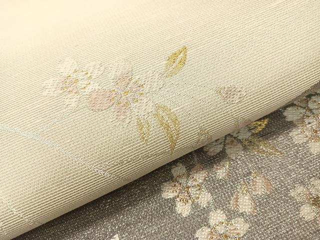 平和屋着物●両面 六通柄袋帯 嵐山さくら桟敷 枝垂れ桜 月の満ち欠け 金銀糸 正絹 逸品 CABI4109vp
