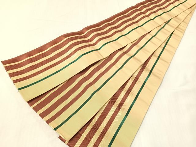 平和屋着物●本場筑前博多織 両面 半幅帯 流水間道 正絹 逸品 未使用 CABI4116vp