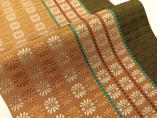 平和屋着物●本場筑前博多織 半幅帯 小袋帯 井上絹織謹製 いちご錦 証紙付き 正絹 逸品 CABI4118vp
