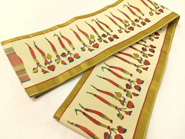 平和屋着物●本場筑前博多織 半幅帯 成り物 正絹 逸品 CABI4119vp