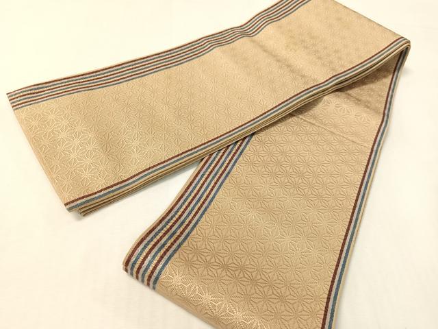 平和屋着物●本場筑前博多織 半幅帯 麻の葉間道 正絹 逸品 CABI4124vp