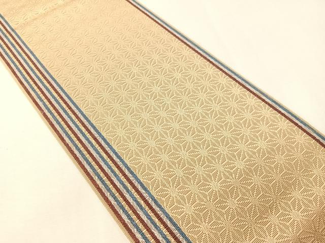 平和屋着物●本場筑前博多織 半幅帯 麻の葉間道 正絹 逸品 CABI4124vp