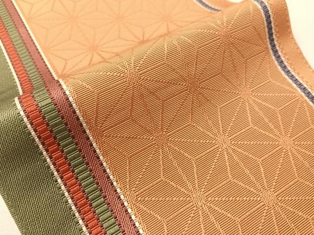 平和屋着物●本場筑前博多織 半幅帯 麻の葉間道 正絹 逸品 CABI4127vp