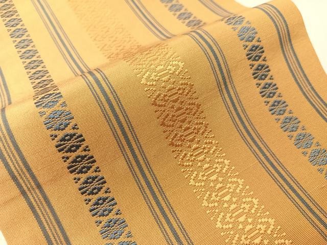 平和屋着物●本場筑前博多織 半幅帯 献上 証紙付き 正絹 逸品 CABI4129vp