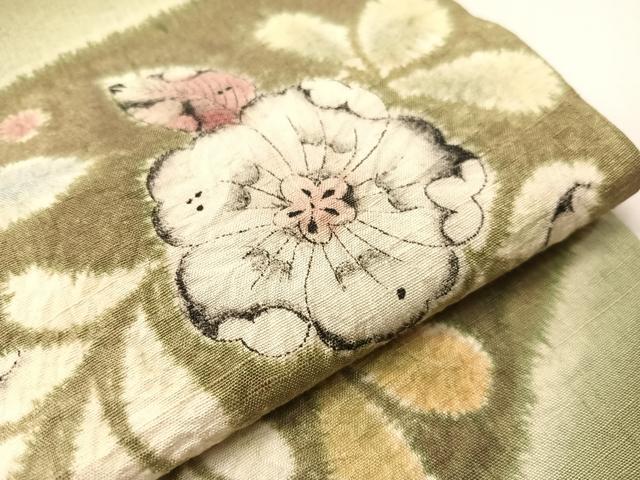 平和屋着物●つけ帯 辻が花 紬地 手描き 絞り 正絹 逸品 CABI4131vp