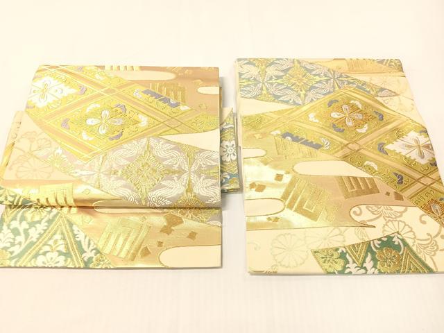 平和屋着物●西陣 川島織物 つけ帯 唐織 切嵌吉祥花鳥文 金銀糸 正絹 逸品 CABI4134vp