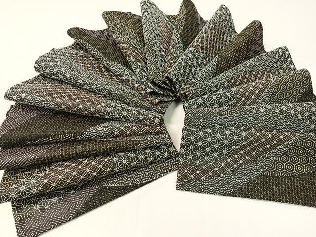 平和屋着物●総刺繍 刺し子 袋帯 名物裂 黒地 金糸 正絹 逸品 CABI4137vp