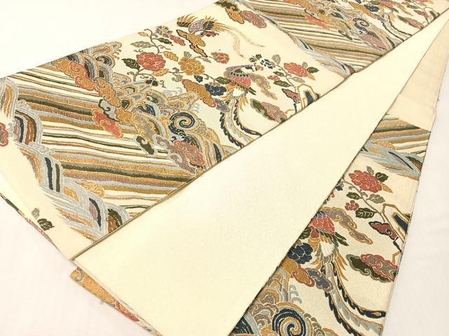 平和屋着物●六通柄袋帯 唐織 鳳凰更紗 金糸 正絹 逸品 CABI4138vp