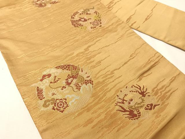 平和屋着物●アンティーク 大正ロマン 九寸名古屋帯 雲龍 金糸 正絹 逸品 CABI4139vp