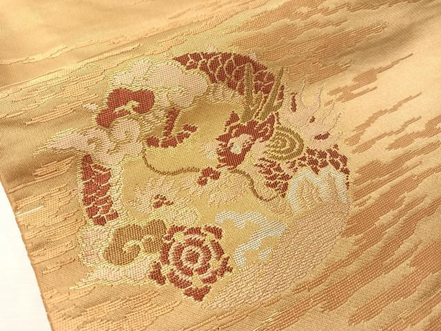 平和屋着物●アンティーク 大正ロマン 九寸名古屋帯 雲龍 金糸 正絹 逸品 CABI4139vp