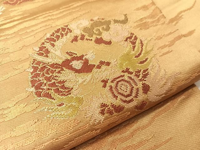 平和屋着物●アンティーク 大正ロマン 九寸名古屋帯 雲龍 金糸 正絹 逸品 CABI4139vp