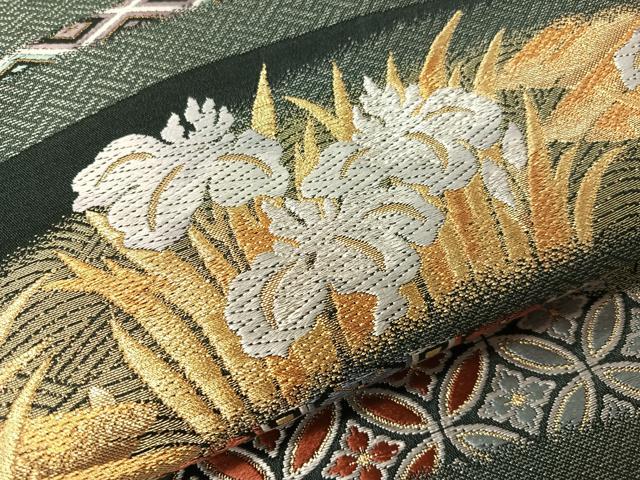 平和屋着物●六通柄袋帯 唐織 立波吉祥花文 金銀糸 正絹 逸品 CABI4143vp