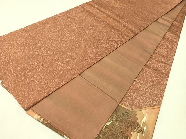 平和屋着物●本場縞大島紬 両面 太鼓柄袋帯 遠山風景文 銀彩 正絹 逸品 CABI4144vp