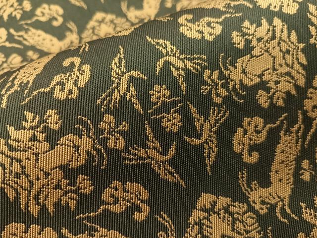 平和屋着物●九寸開き名古屋帯 山羊花卉文錦 正絹 逸品 CABI4145vp