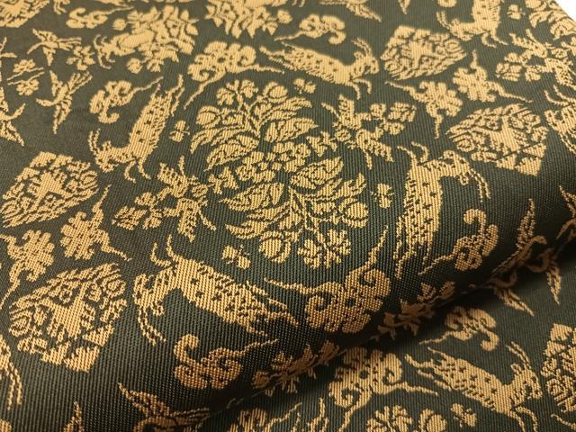 平和屋着物●九寸開き名古屋帯 山羊花卉文錦 正絹 逸品 CABI4145vp