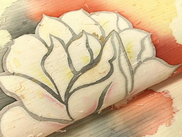 平和屋着物●九寸名古屋帯 作家物 ひげ紬 ろうけつ染め 舞花文 金彩 正絹 逸品 CABI4147vp