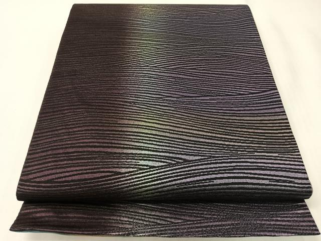 平和屋着物●両面 全通柄袋帯 流線文 黒地 長尺 正絹 逸品 CABI4155vp