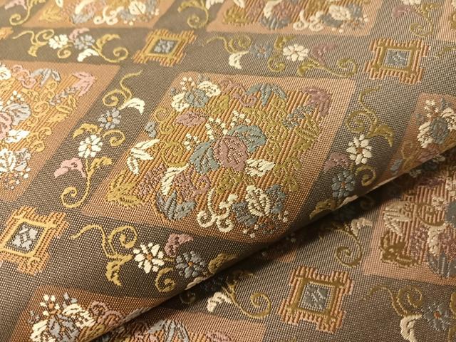平和屋着物●六通柄袋帯 唐織 格天井花文 正絹 逸品 未使用 CABI4160vp