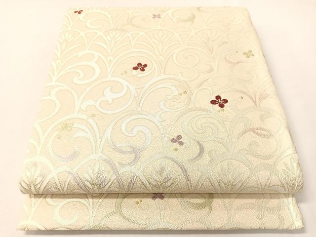 平和屋着物●西陣織 六通柄袋帯 花唐草文 金糸 正絹 逸品 未使用 CABI4164vp